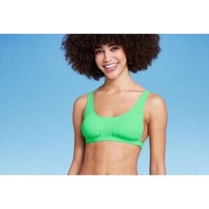 Wild Fable Women's Ribbed Scoop Bralette Bikini Top - Xl New